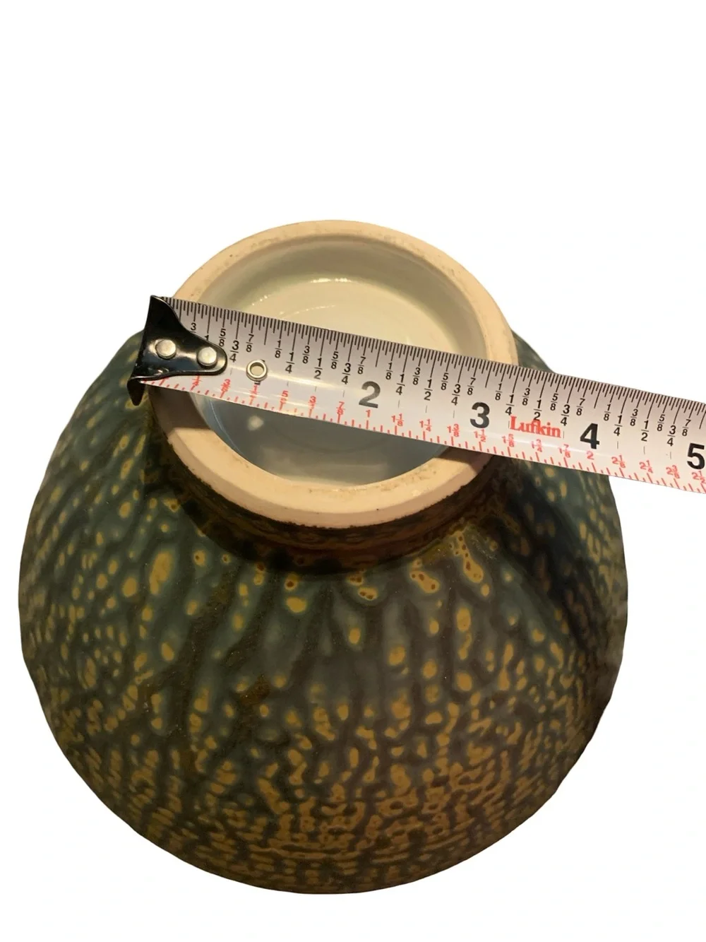 Signed Studio Art Pottery Lidded Casserole Serving Bowl Green Blue Textured